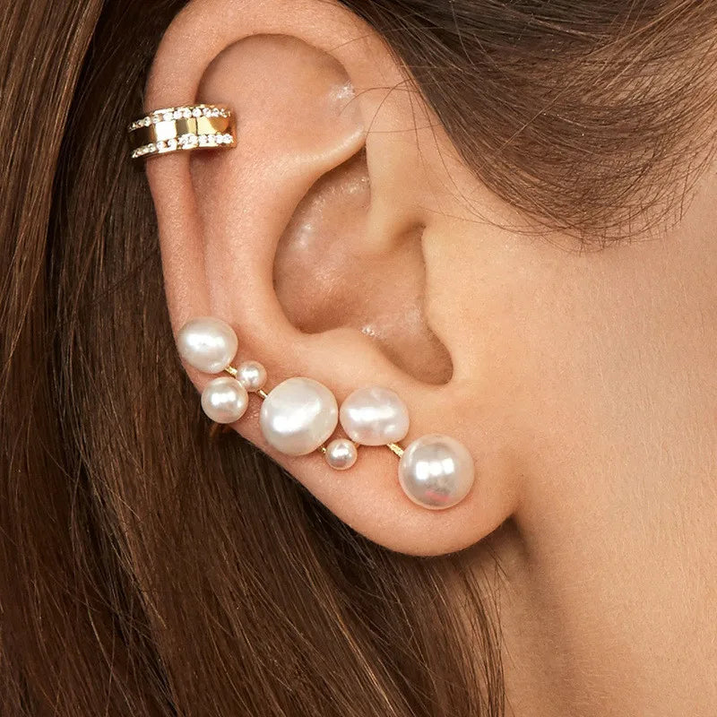 Earrings With Pearl and Ear Cuff