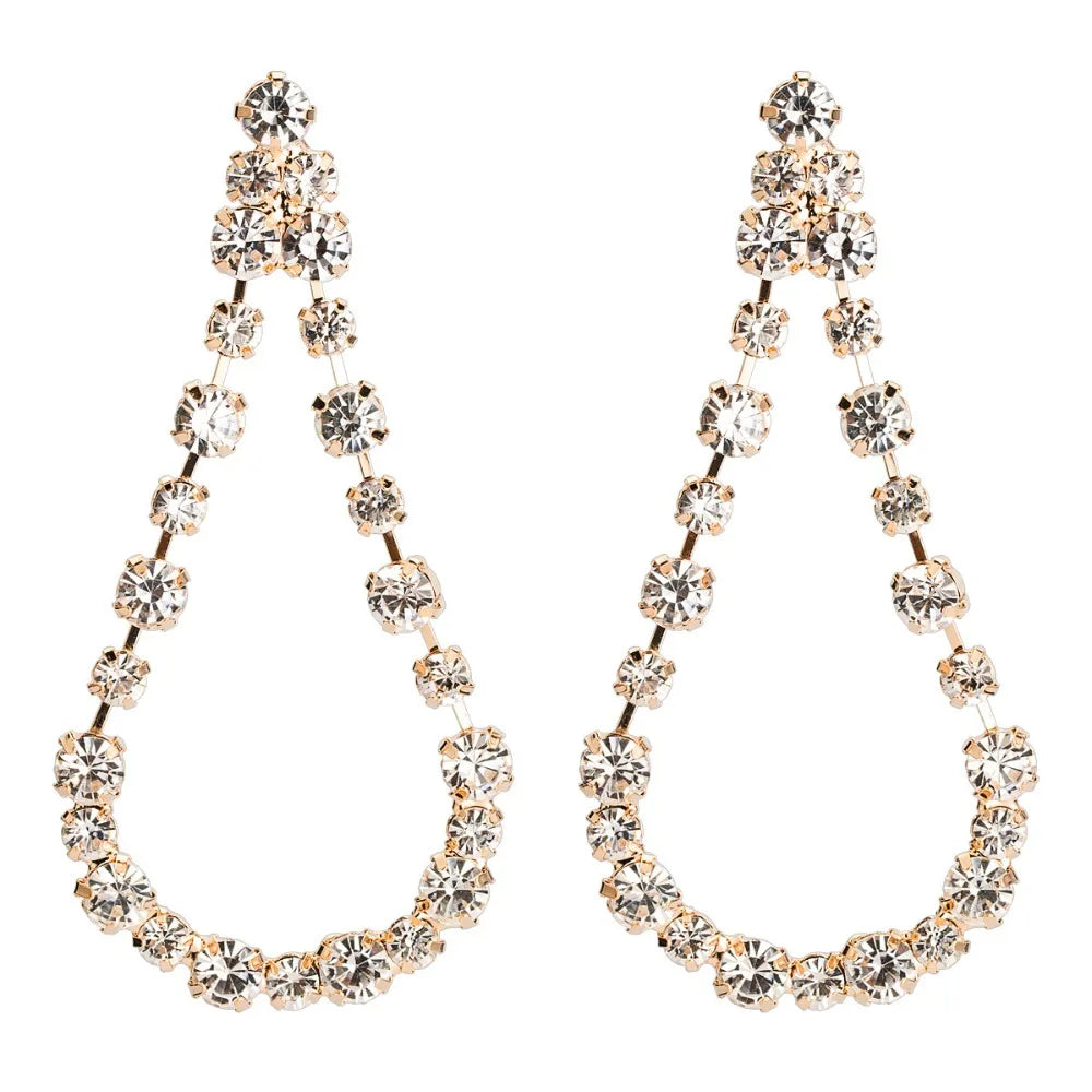 Rhinestone Big Water Drop Dangle Earrings