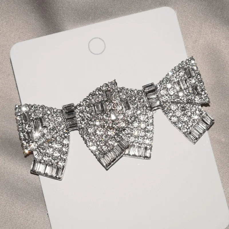 Crystal Rhinestone Bowknot Charm Stud Earrings