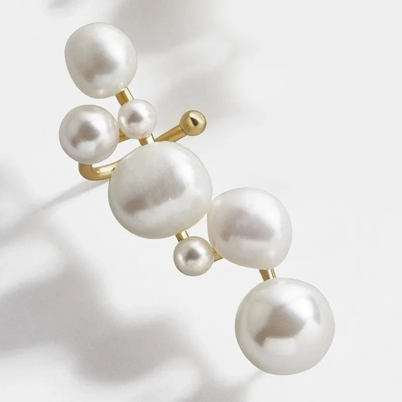 Earrings With Pearl and Ear Cuff