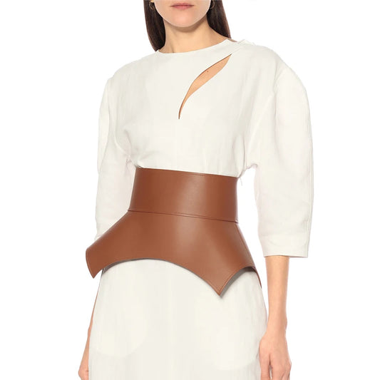 Waist Corset Type Leather Sheepskin Wide Belt