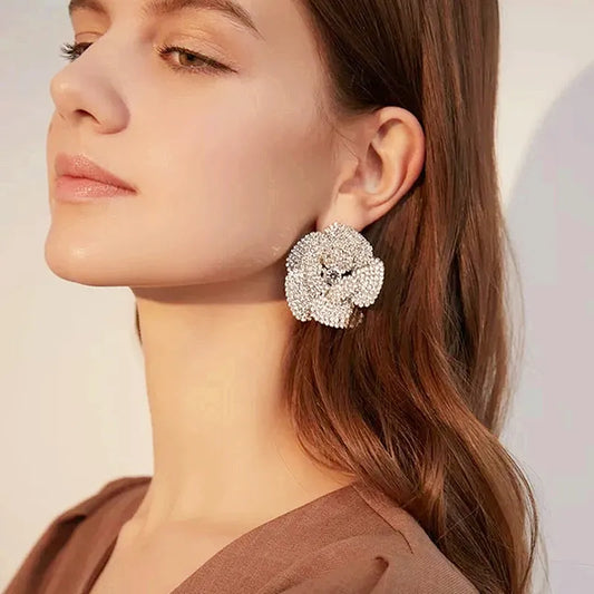 Strass Rose Flower Earrings