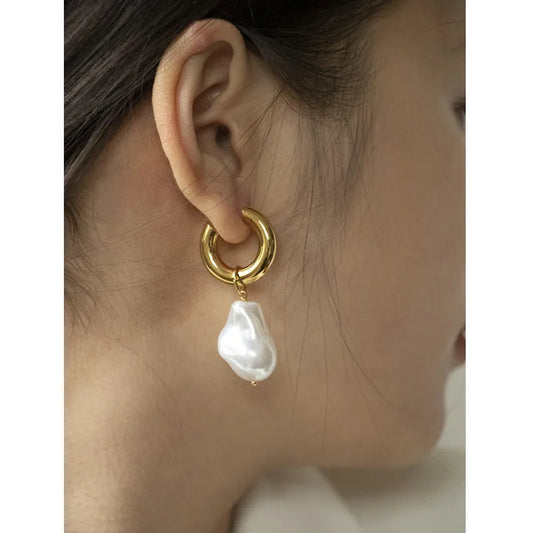 18K Gold Plated Baroque Pearl Dangle Earrings