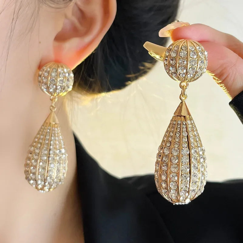 Statement Rhinestone Balloon Droplet Earrings