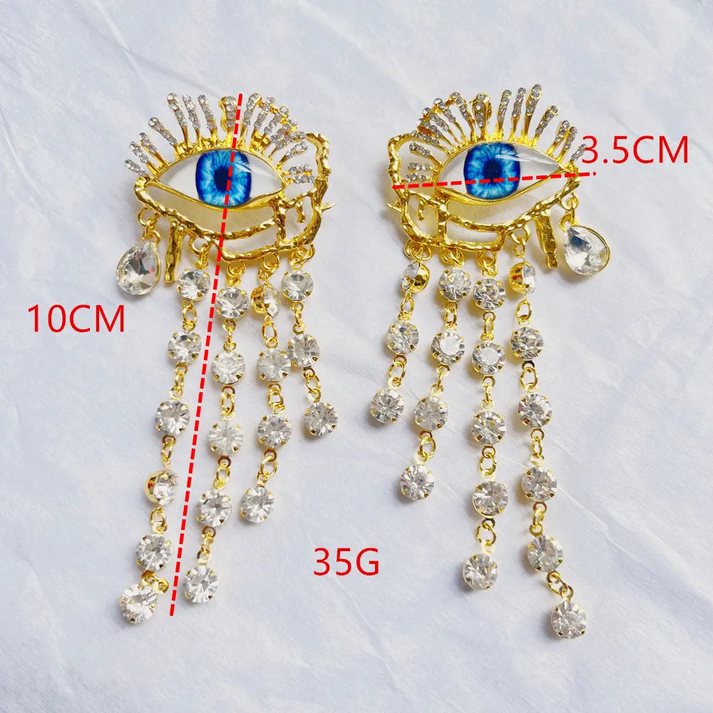 Golden Eyes Chain Crystal Dangle Earrings Schiaparelli