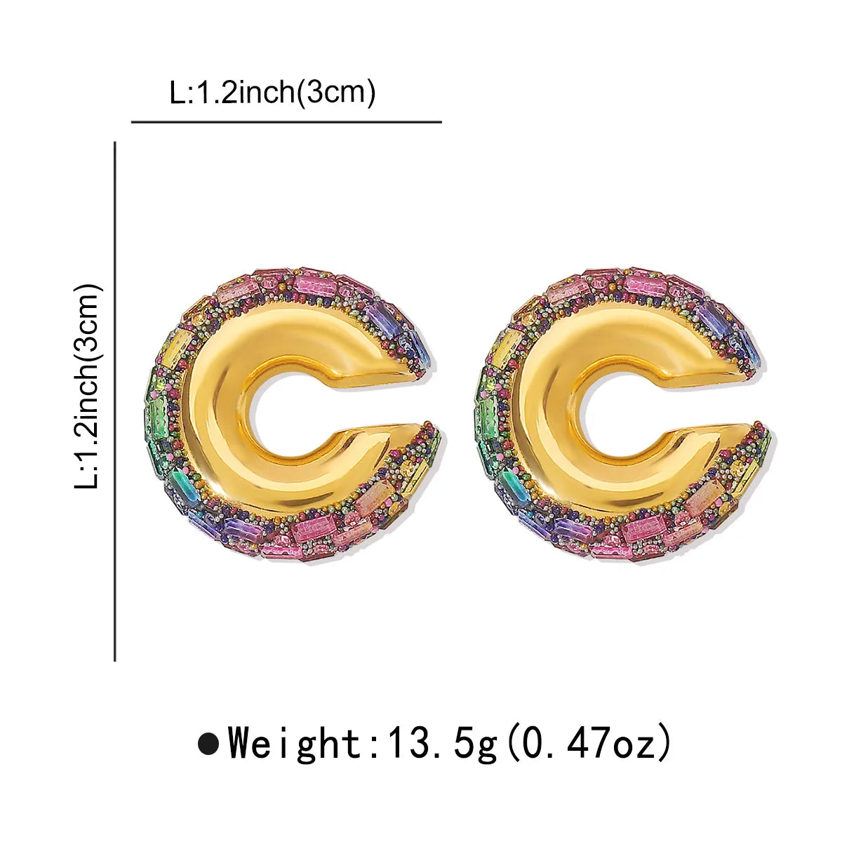 Colorful Zircon Crystal Rhinestone Ear Cuff Clips Earrings