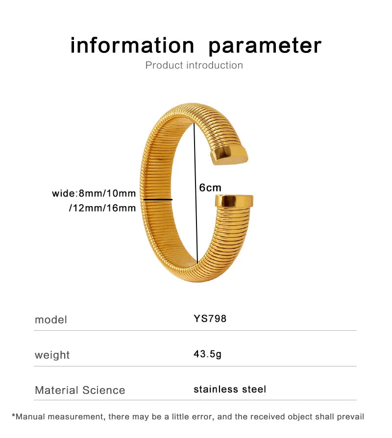 Gold Plated Textured Stainless Steel Cuff