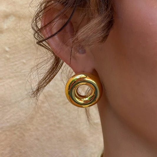 18K Gold Plated Donut Earrings