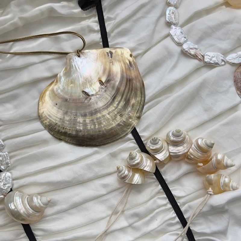 Natural Freshwater Chunky Sea Shell Pearl Necklace