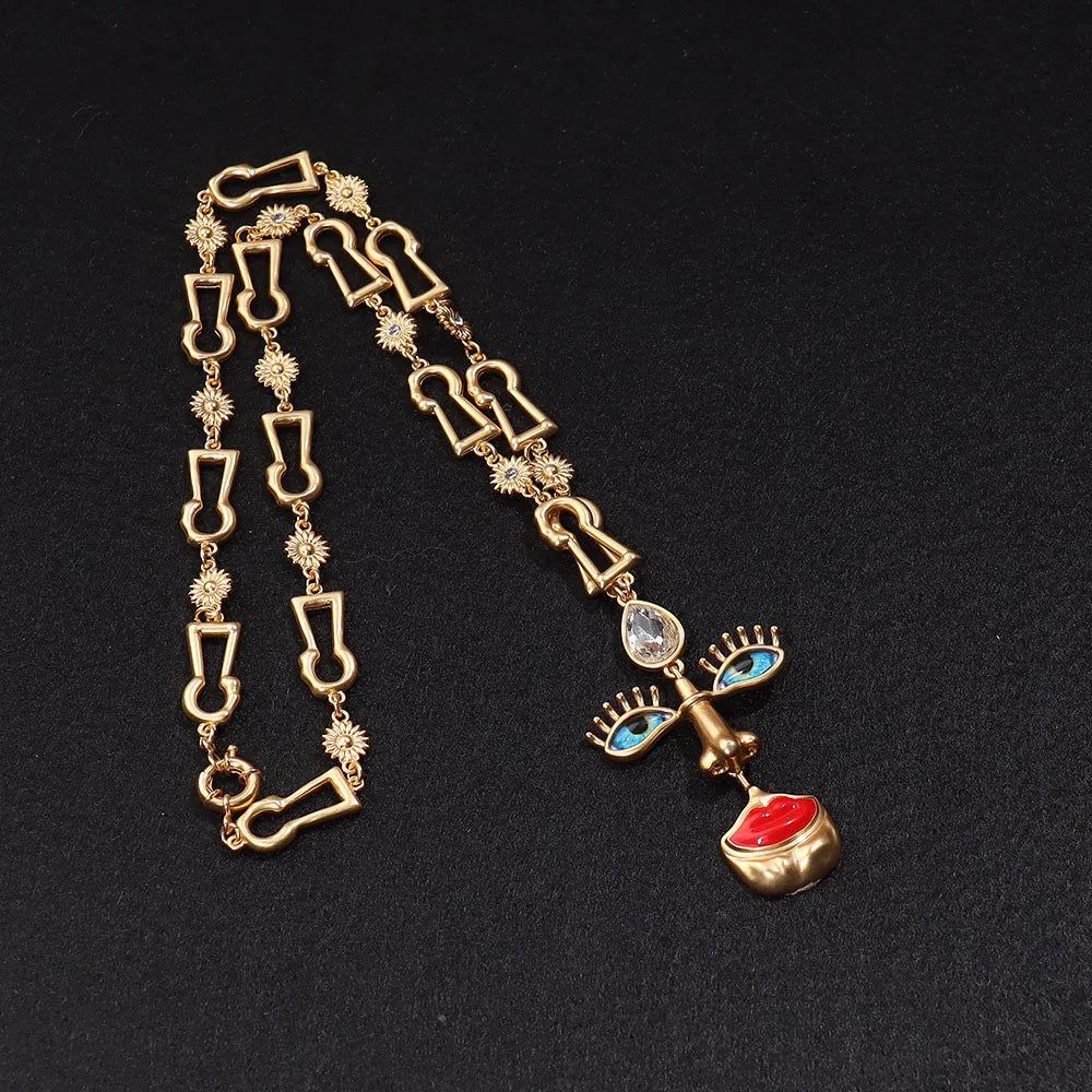 Baroque Schiaparelli Surrealist Style Face Necklace