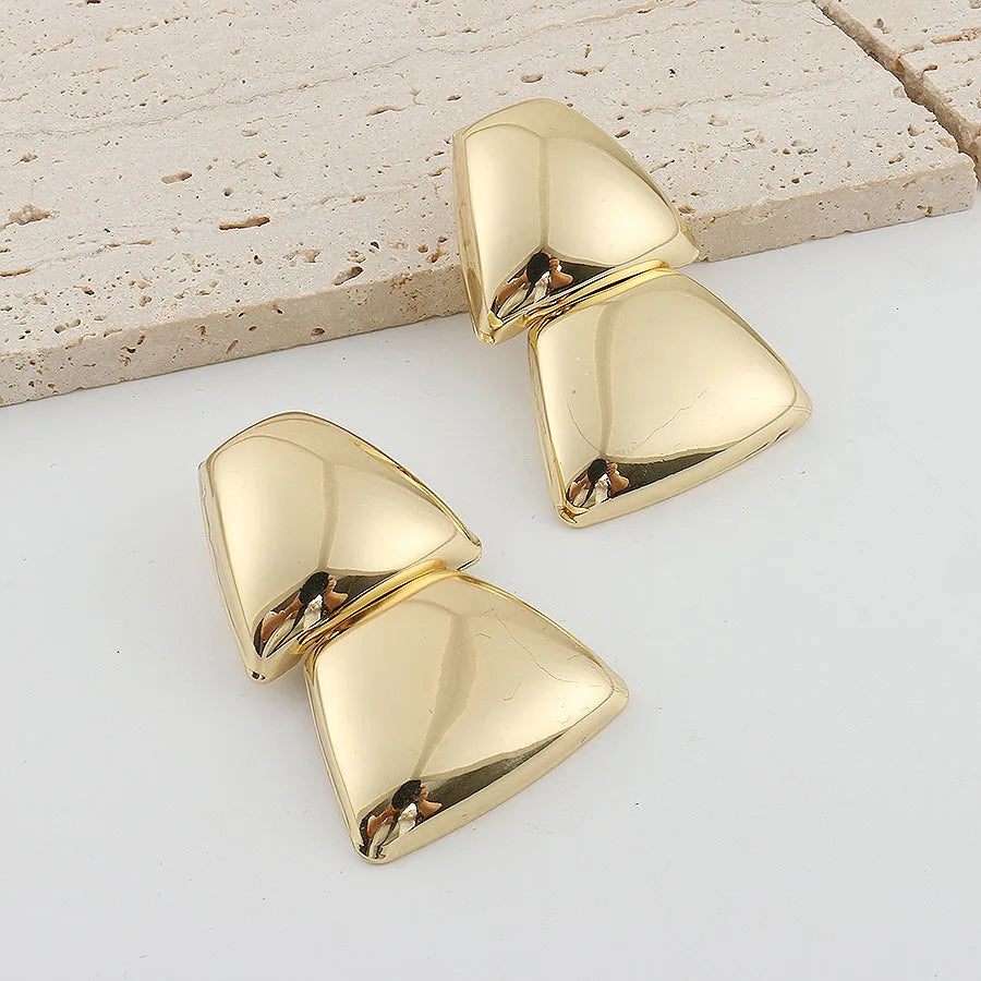 Statement Geometric Triangle Metal Glossy Gold-plated Pendant Earring