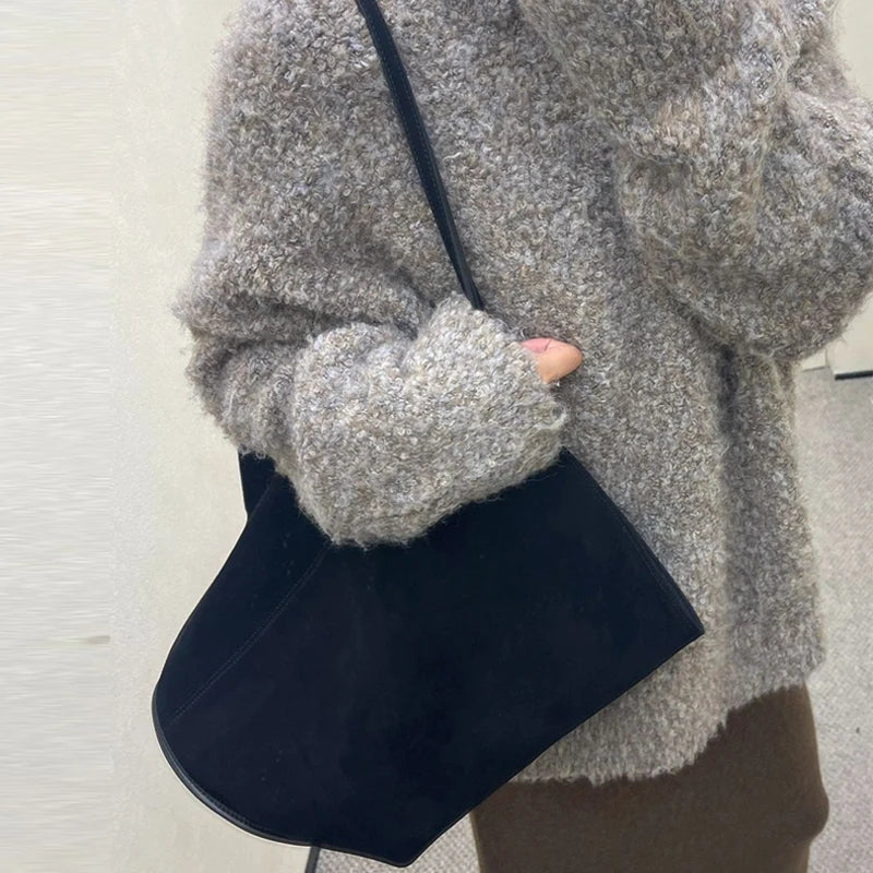Faux Suede Tote Bags For Women Luxury Designer Khaite Handbags