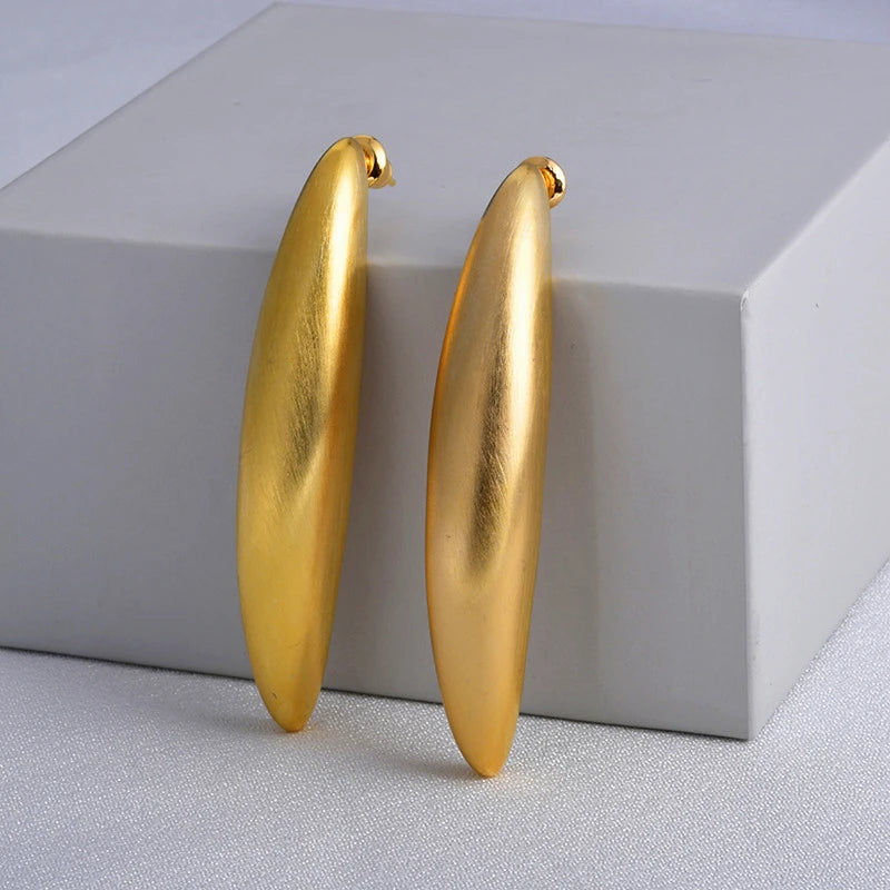 Vintage Style Metal Brushed Matte Long Earrings