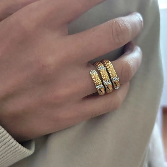 18K Gold Plated Rhinestone Snake Rings