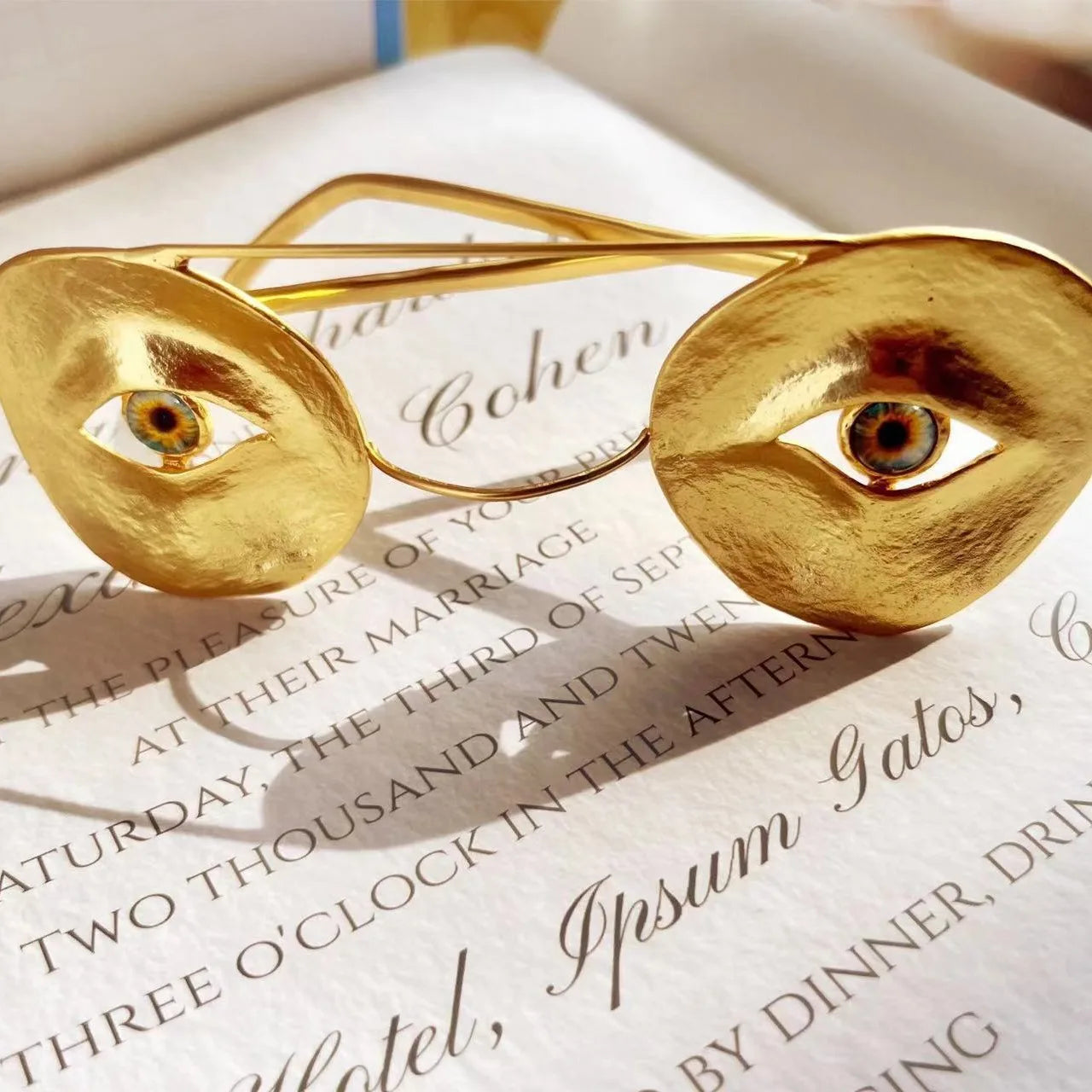 Statement Surrealist Gold Plated Sculptural Decorative Eye Glasses