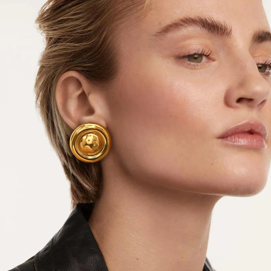 Gold Plated Round Circle Earrings