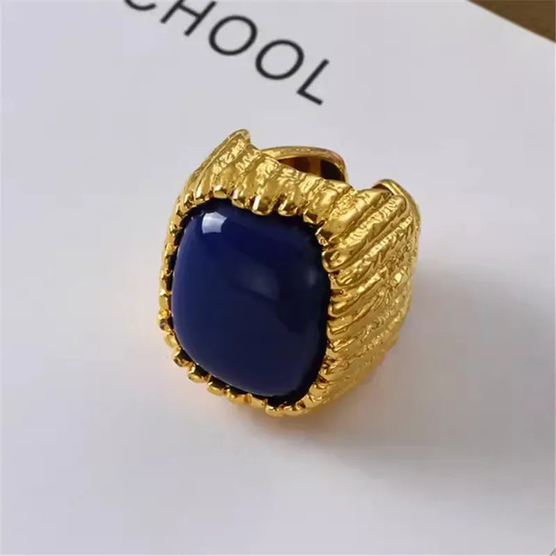 Square Resin Opening Ring Gold Plated