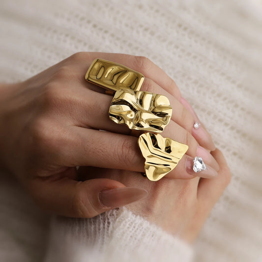 Statement Irregular Retro 18K Gold Plated Rings