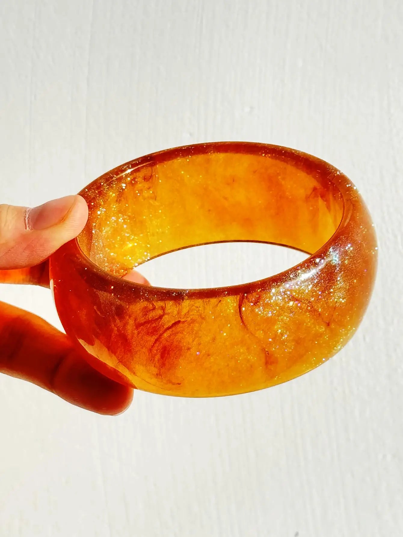 Chunky Exaggerated Irregular Square Round Yellow White Texture Silver Plated Resin Bracelets
