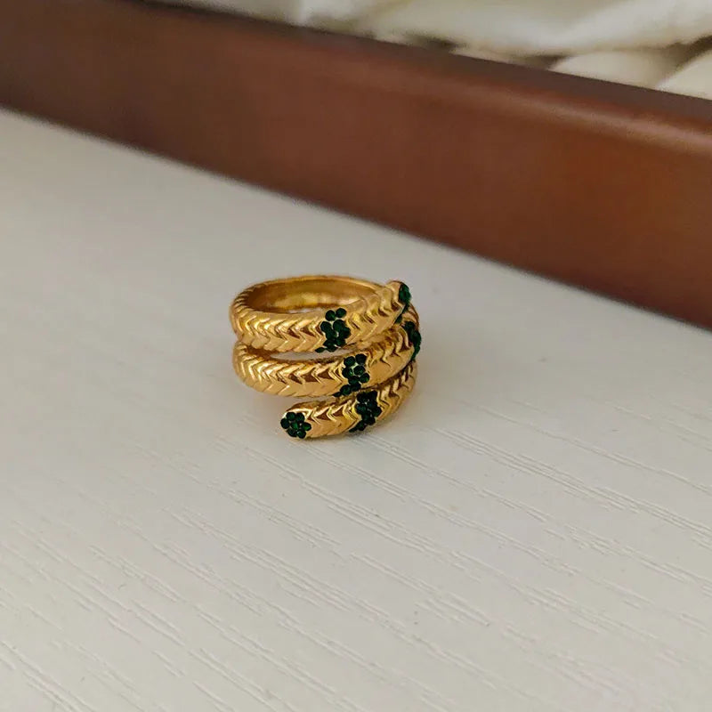 18K Gold Plated Rhinestone Snake Rings
