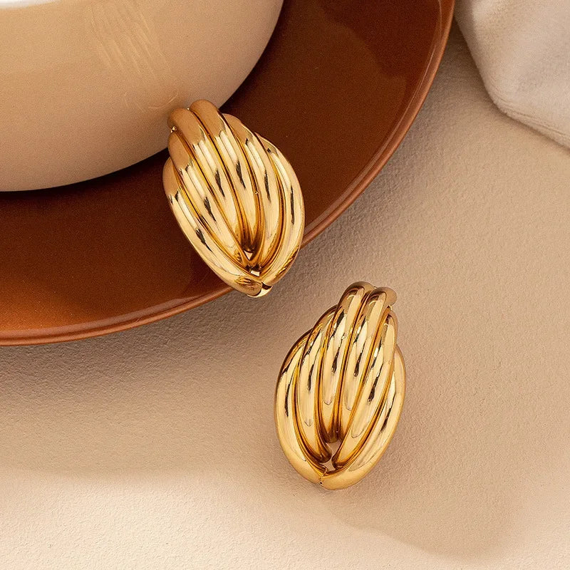 Organic Lines Gold Plated Earrings