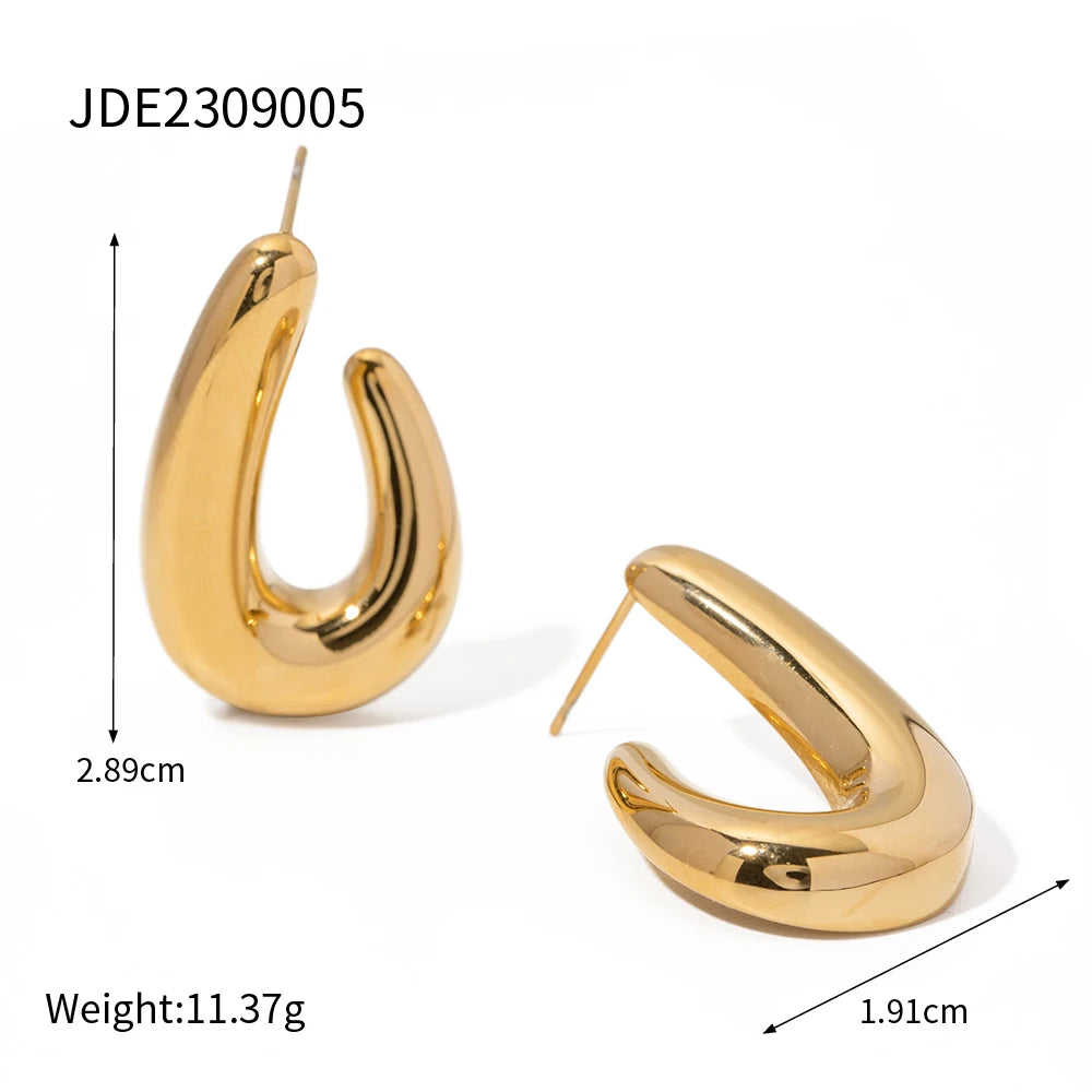 Organic Shape Geometric 18K Gold Plated Earring Stainless Steel