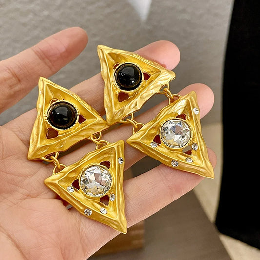Double Triangle Metal Dangle Earrings