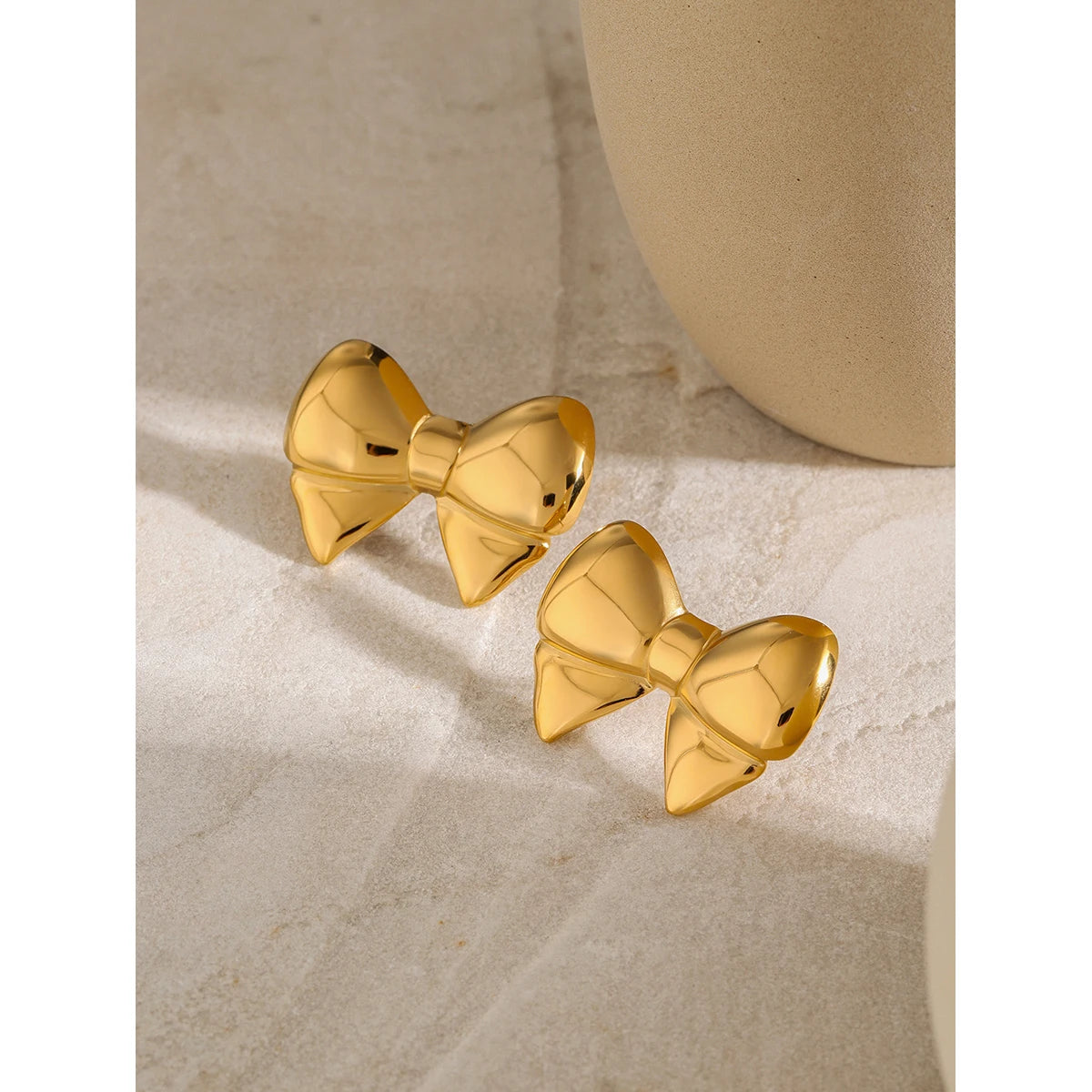 18K Gold Plated Bow knot Big Stud Earrings