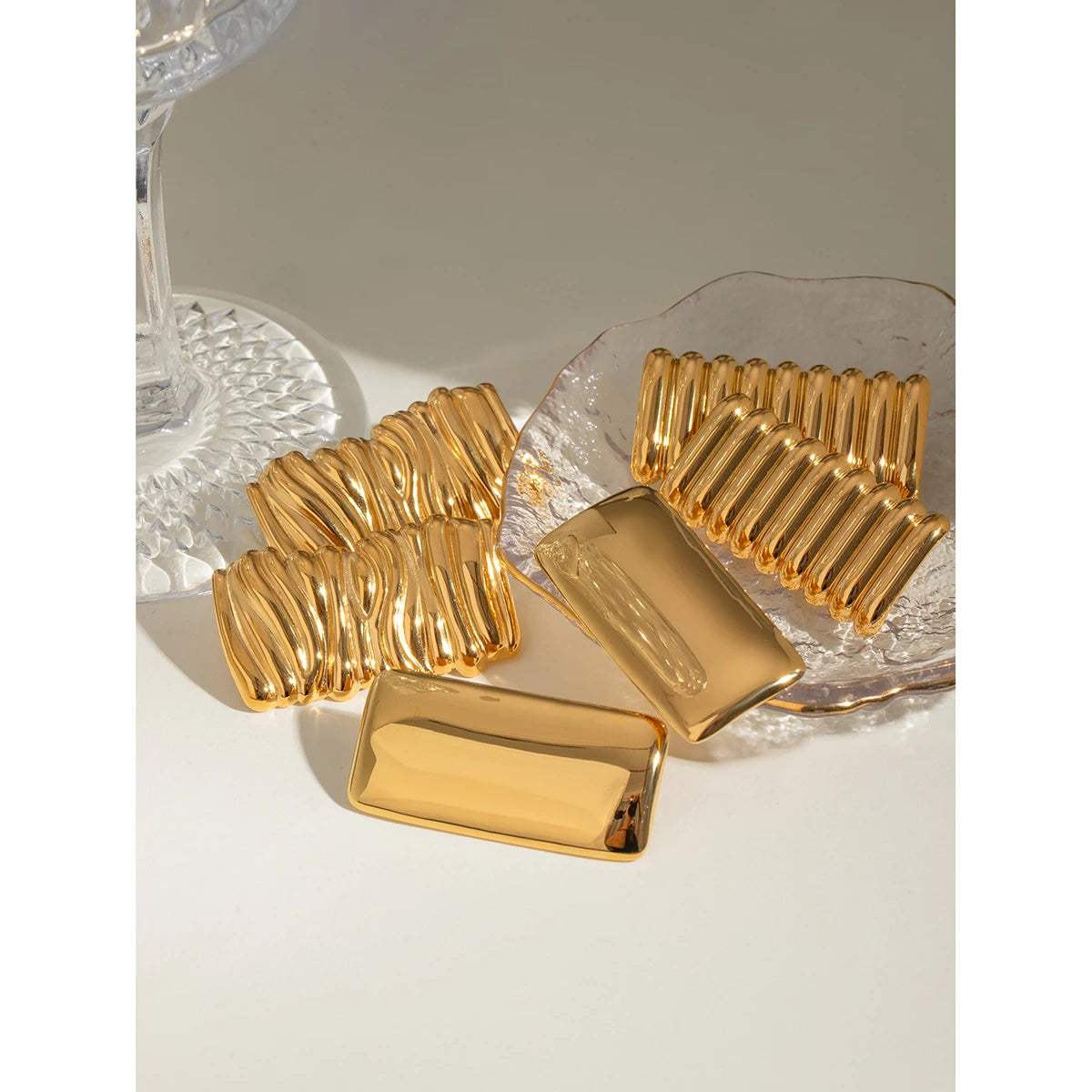 Wave Texture Square Earrings