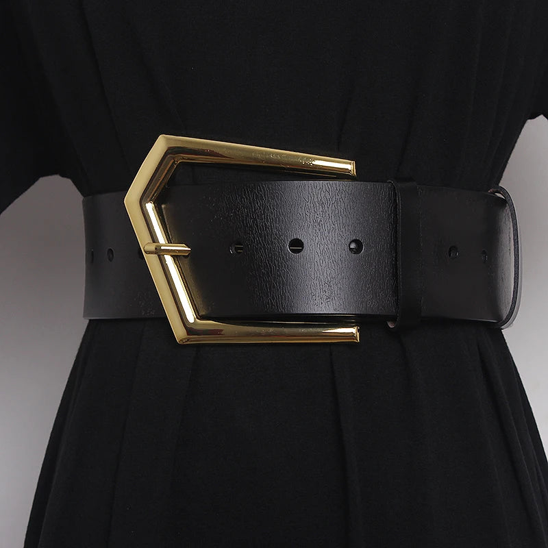 Statement Geometric Buckle Wide Belt