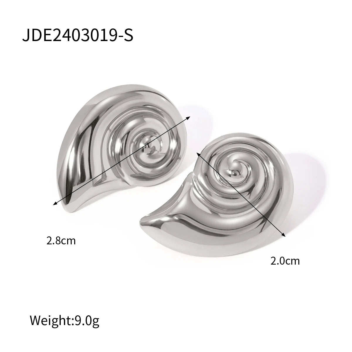 Silver Plated Stainless Steel Conch Spiral Shape Earrings