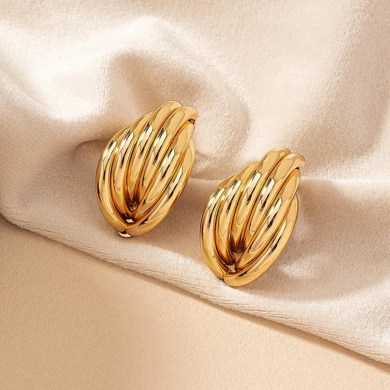 Organic Lines Gold Plated Earrings