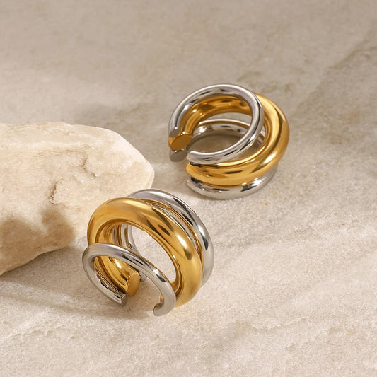 18K Gold Plated Contrast Ear Cuffs