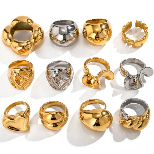 18K Gold Plated Statement Rings