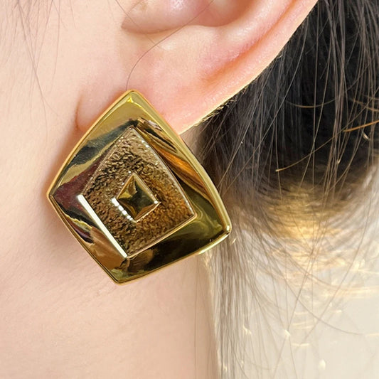 Asymmetric Trapezoid Textured Earrings