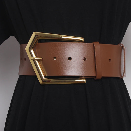 Statement Geometric Buckle Wide Belt