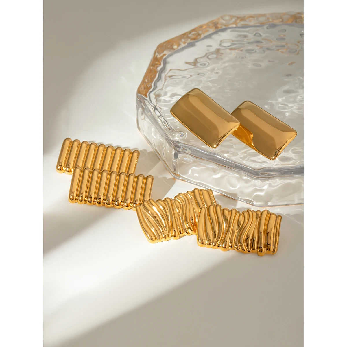 Wave Texture Square Earrings