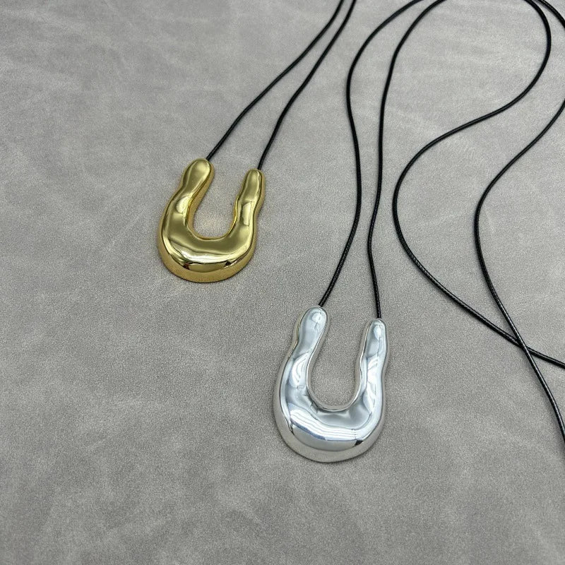 Organic Shape Statement Pendant Necklace