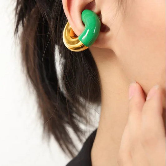Chunky Gold-Plated Stainless Steel Enamel EarCuff