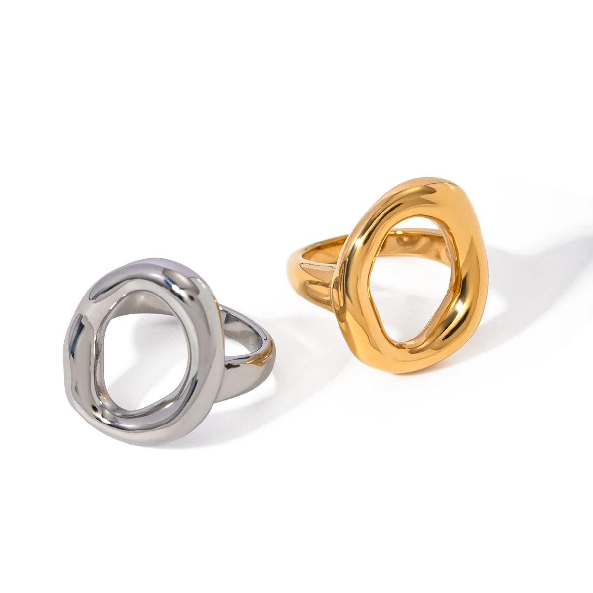 Geometric Open Ring Statement Gold Color 18K Gold Plating