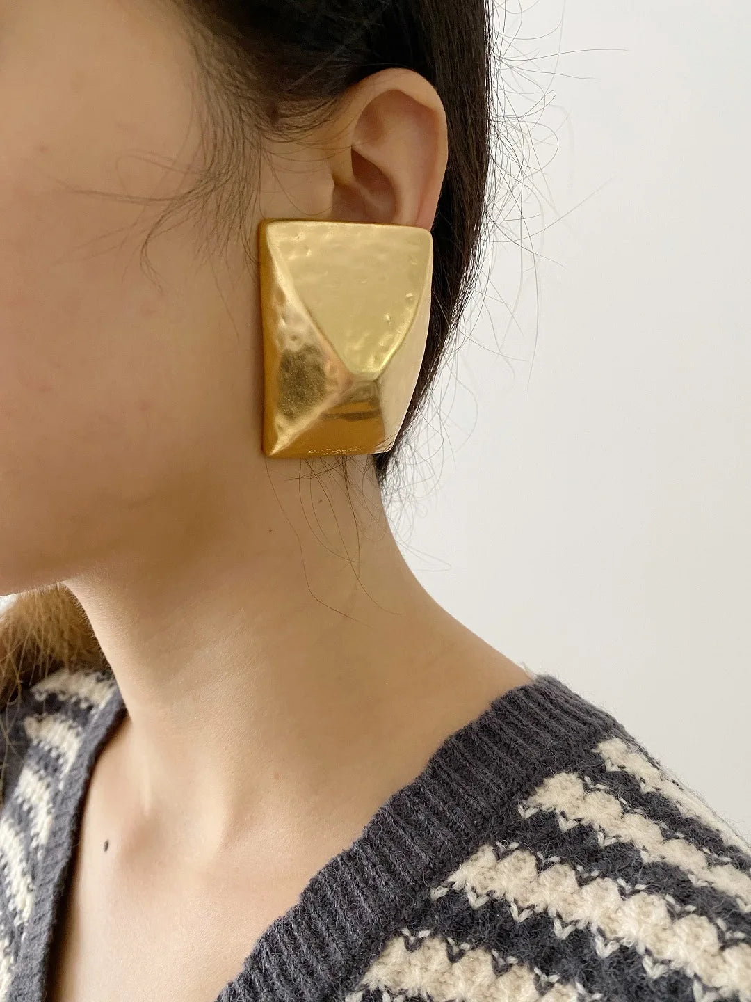 Exaggerated Metal Geometric Square Saint Laurent Style Earrings