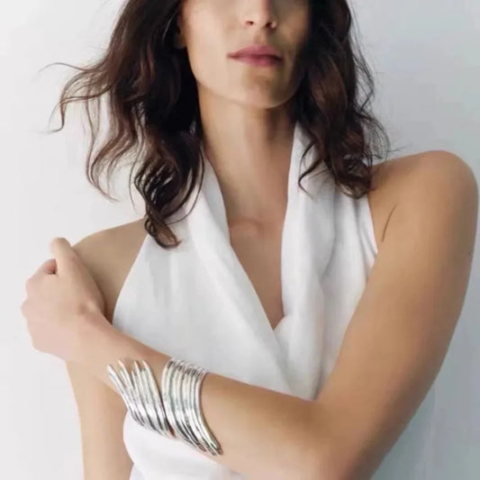 Wings Wave Cuff Adjustable Wide Bracelet