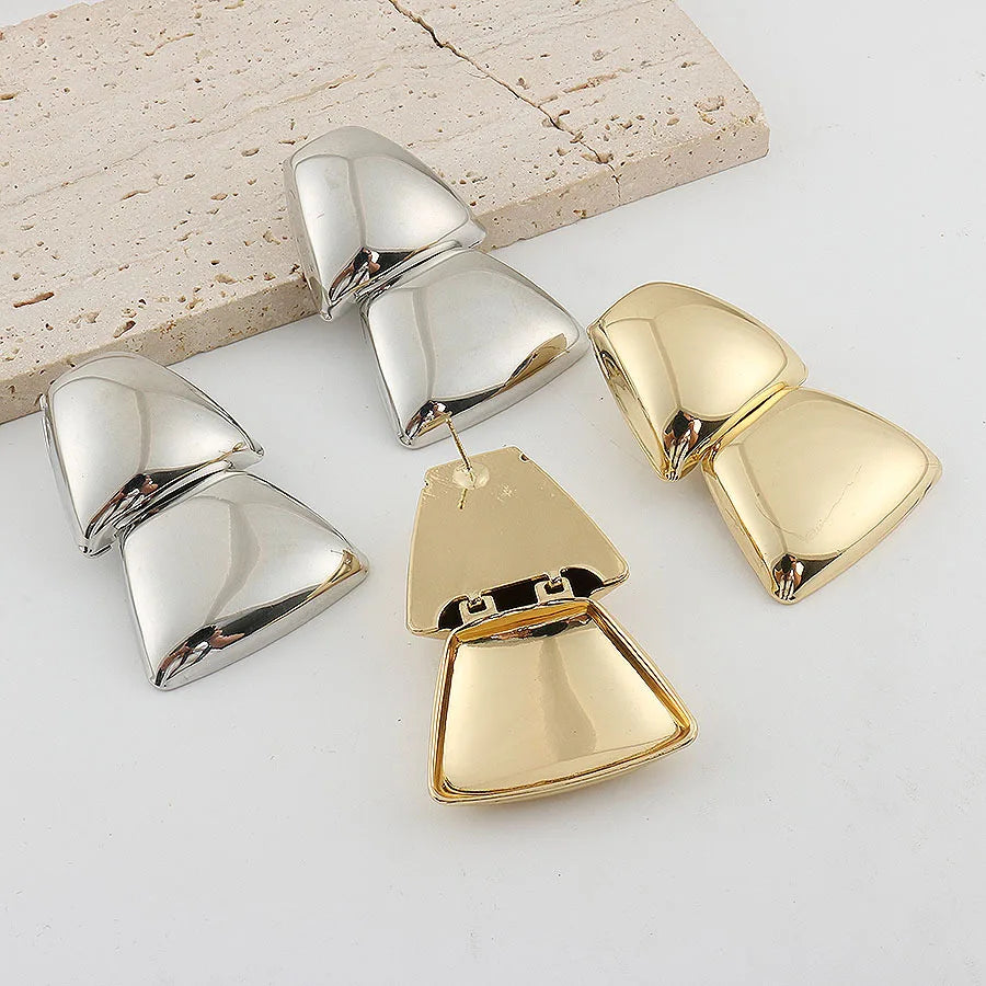 Statement Geometric Triangle Metal Glossy Gold-plated Pendant Earring