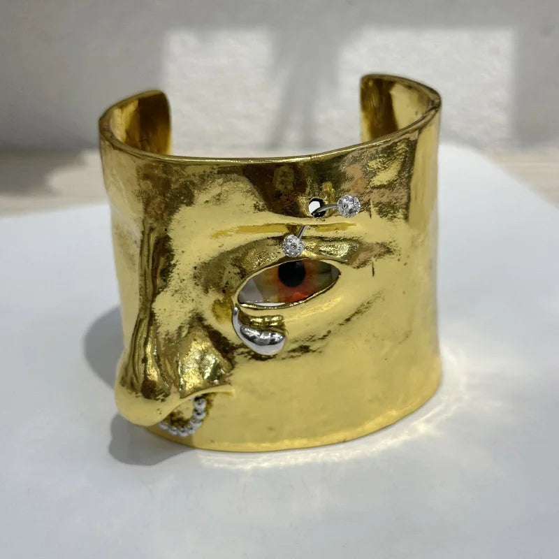 Statement Surrealist Facial Features Three-dimensional Nose and Eye Bracelet