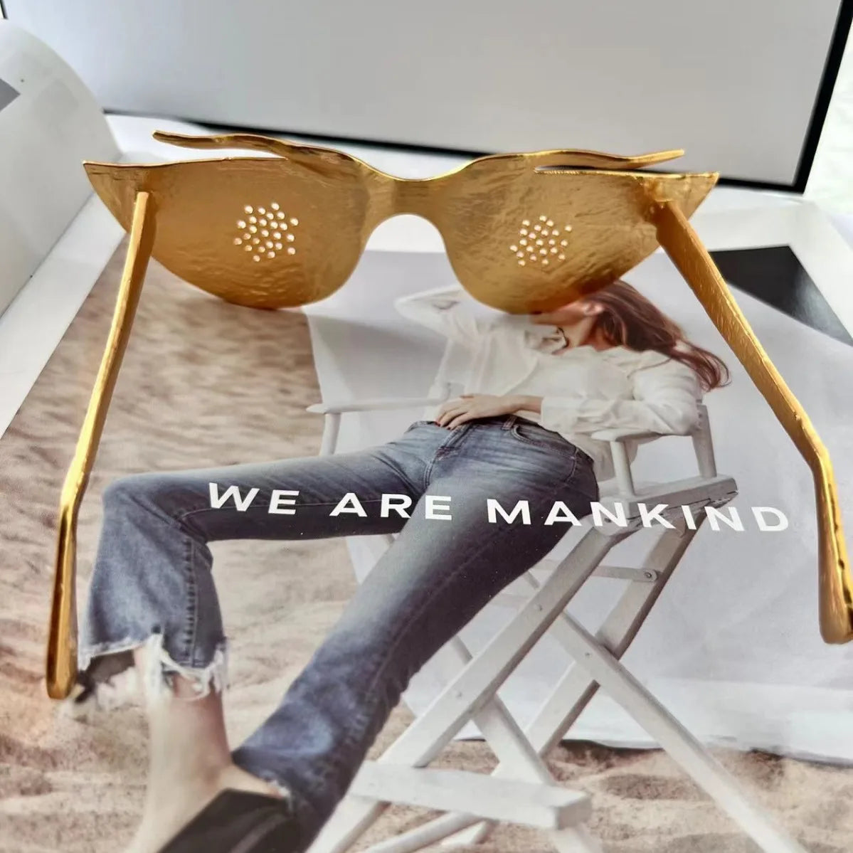 Surrealist Gold Metal Decorative Eyewear