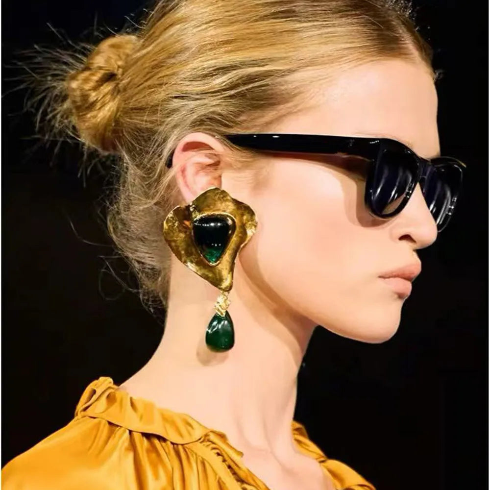 Statement Metal Geometric Water Drop Dangle Earrings