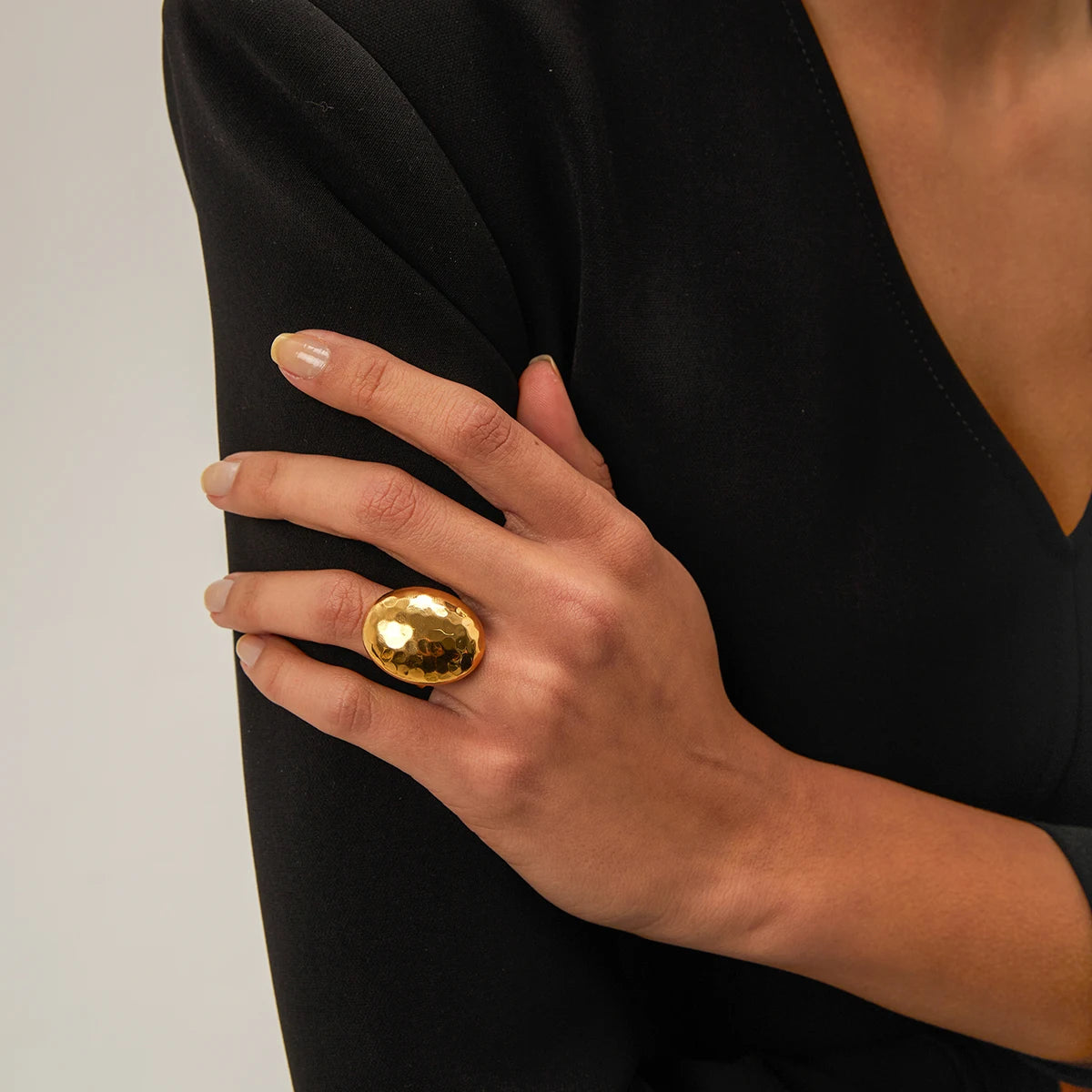 18K Gold Plated Oval Open Ring