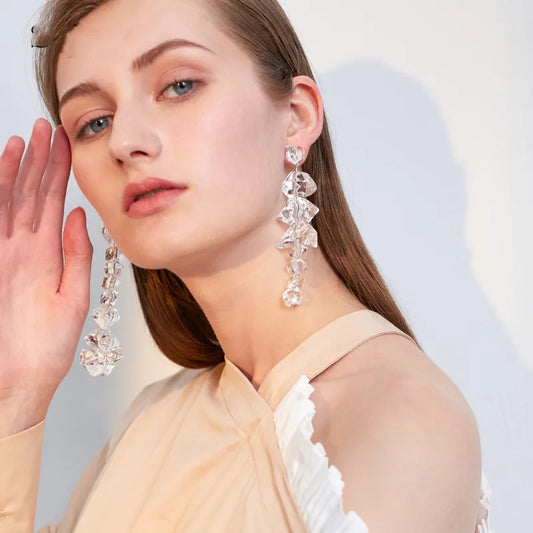 Long Tassels Transparent Acrylic Ice Drop Earrings