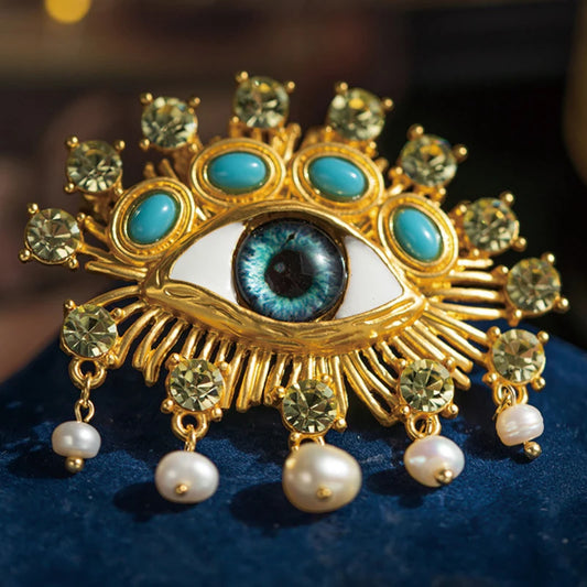 Surrealist Baroque Devil's Eye Pearl Brooch