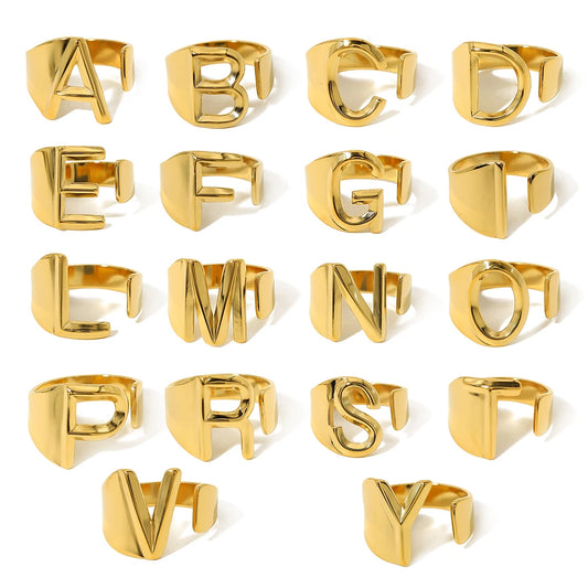 Alphabet Initials Gold Plated Rings